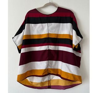 Women's Top Allison Brittney  Blouse Size XL  kimono Striped  Short sleeve